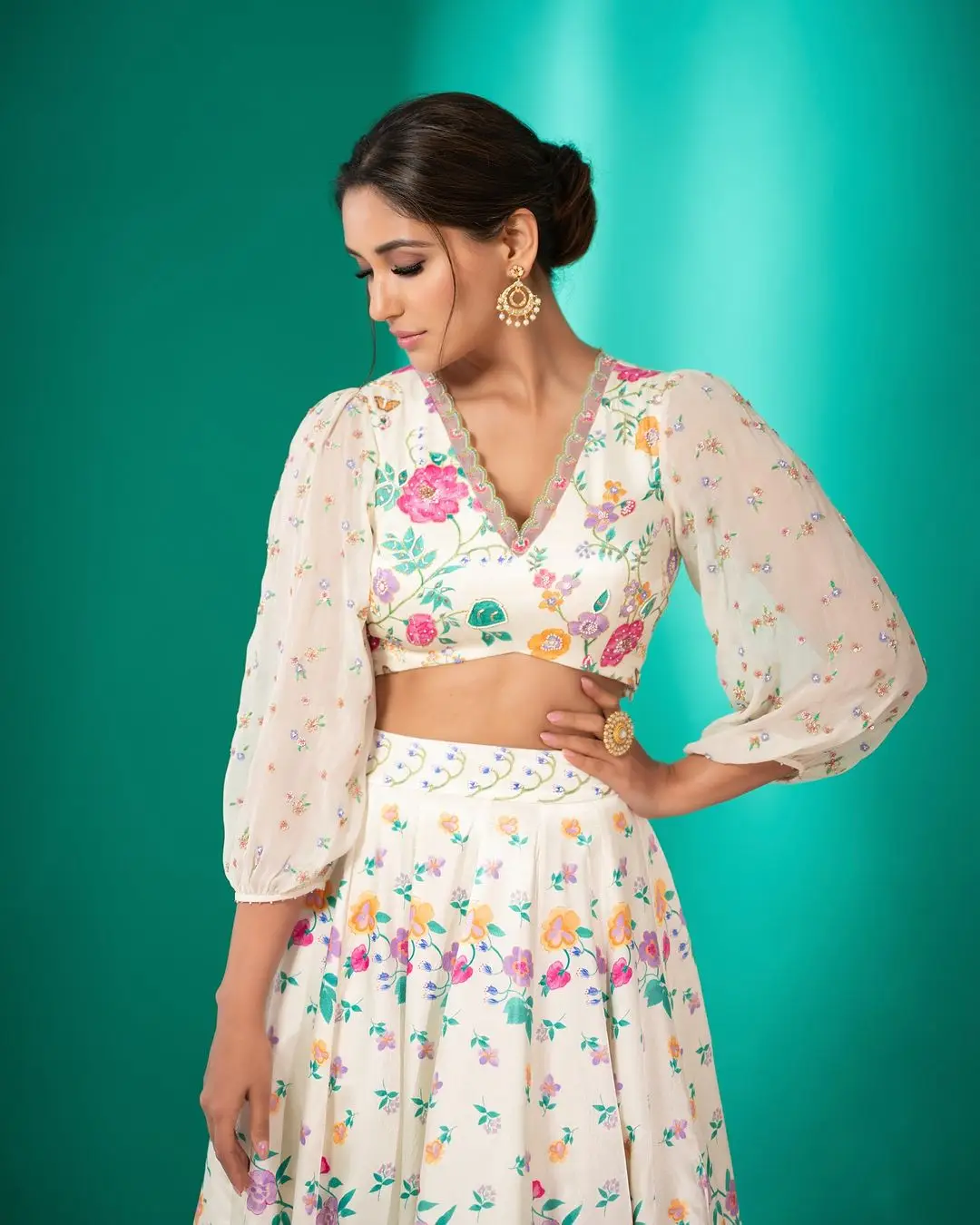 Bollywood Actress Nikita Dutta Images In White Lehenga Choli